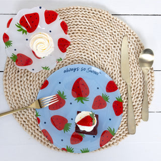 Strawberries 8" Glass Appetizer Plate