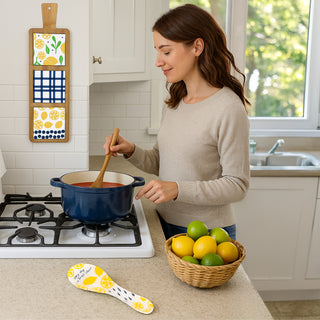 Lemons 16.5" Bamboo & Ceramic Tile Trivet