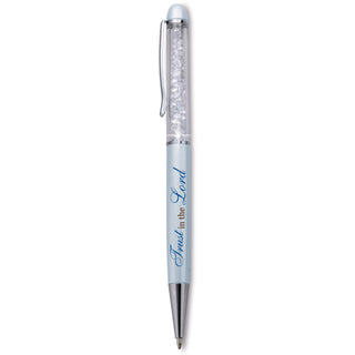 Trust in the Lord - Blue Pen 5.75" with Clear Crystal Gems