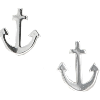 The Lake 9mm Sterling Silver Anchor Stud Earrings