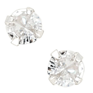 Mother 5mm Sterling Silver Cubic Zirconia Stud Earrings