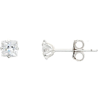 Like Mother 4mm Sterling Silver Cubic Zirconia Stud Earrings