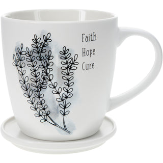 Faith Hope Cure 17 oz Cup with Coaster Lid