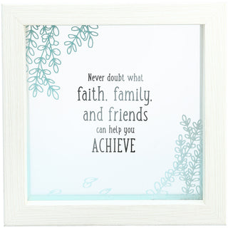 Faith and Family 5" x 5" Framed Glass Plaque