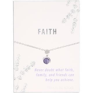 Faith
Violet Mist Opal 16.5"-18.5" Rhodium Plated Inspirational Necklace