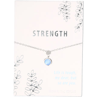 Strength Frosted Mint Opal 16.5"-18.5" Rhodium Plated Inspirational Necklace