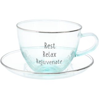 Relax 7 oz Glass Teacup and Saucer