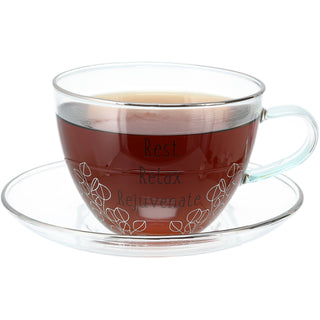 Relax 7 oz Glass Teacup and Saucer