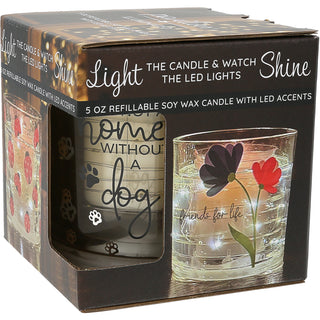 Dog 5 oz Refillable Soy Wax Candle with LED Accents