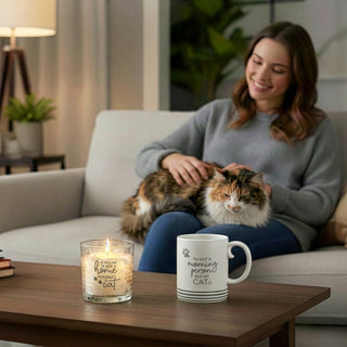 Cat 5 oz Refillable Soy Wax Candle with LED Accents