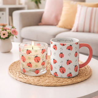 Ladybugs 5 oz Refillable Soy Wax Candle with LED Accents