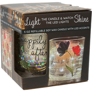 Ever After 5 oz Refillable Soy Wax Candle with LED Accents
