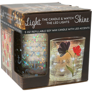 Anchors 5 oz Refillable Soy Wax Candle with LED Accents