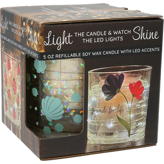 Shells 5 oz Refillable Soy Wax Candle with LED Accents