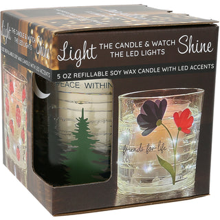 Peace Within 5 oz Refillable Soy Wax Candle with LED Accents