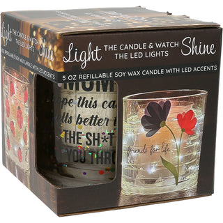 Mom's Candle 5 oz Refillable Soy Wax Candle with LED Accents Scent: Fresh Cotton