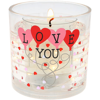 Love You 5 oz Refillable Soy Wax Candle with LED Accents