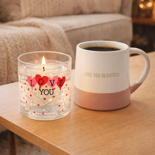 Love You 5 oz Refillable Soy Wax Candle with LED Accents
