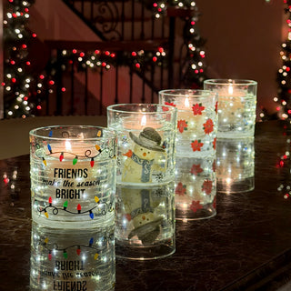Snowflakes 5 oz Refillable Soy Wax Candle with LED Accents