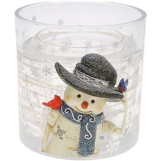 Snowman 5 oz Refillable Soy Wax Candle with LED Accents