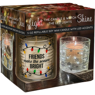 Lights 5 oz Refillable Soy Wax Candle with LED Accents