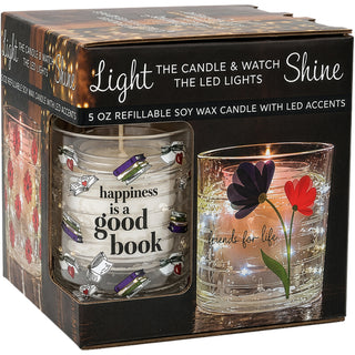 Good Book 5 oz Refillable Soy Wax Candle with LED Accents
