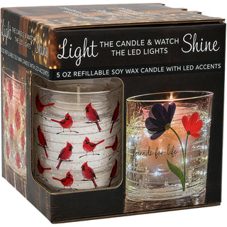 Cardinals 5 oz Refillable Soy Wax Candle with LED Accents