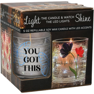 You Got This 5 oz Refillable Soy Wax Candle with LED Accents