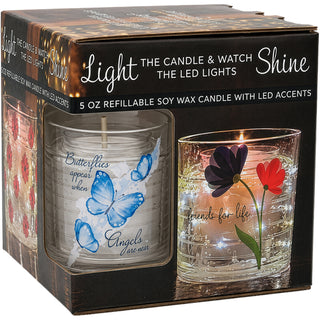 Butterflies 5 oz Refillable Soy Wax Candle with LED Accents
