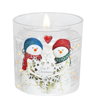 Our 1st Christmas 5 oz Refillable Soy Wax Candle with LED Accents