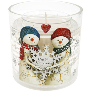Our 1st Christmas 5 oz Refillable Soy Wax Candle with LED Accents
