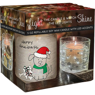 Happy Howlidays 5 oz Refillable Soy Wax Candle with LED Accents