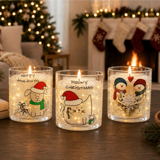 Happy Howlidays 5 oz Refillable Soy Wax Candle with LED Accents