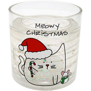 Meowy Christmas 5 oz Refillable Soy Wax Candle with LED Accents