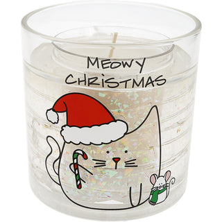 Meowy Christmas 5 oz Refillable Soy Wax Candle with LED Accents