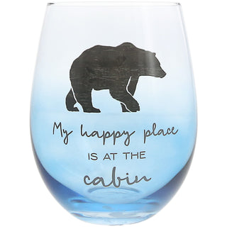 Happy Place 18 oz Stemless Wine Glass