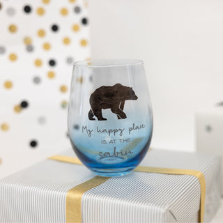 Happy Place 18 oz Stemless Wine Glass