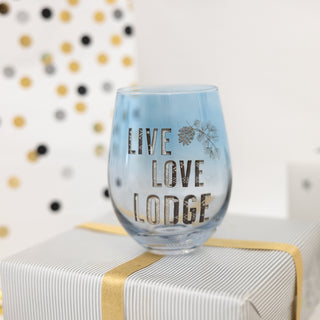 Live Love Lodge 18 oz Stemless Wine Glass