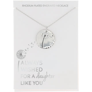 Daughter 16.5"-18.5" Engraved Rhodium Plated Necklace