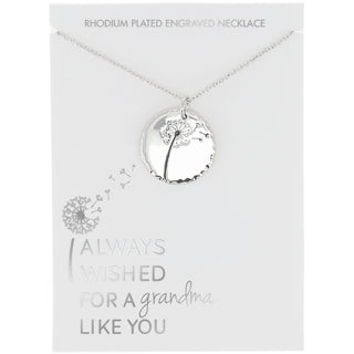 Grandma 16.5"-18.5" Engraved Rhodium Plated  Necklace