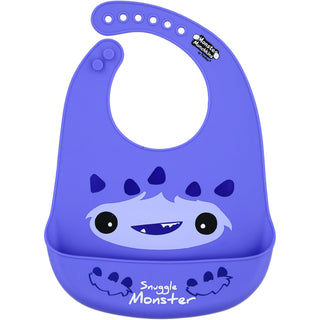 Purple Snuggle Monster 12" Silicone Catch All Bib