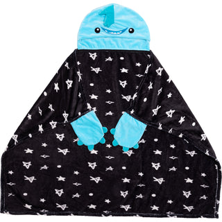 Blue Snack Monster 30" x 40" Coral Fleece Hooded Blanket