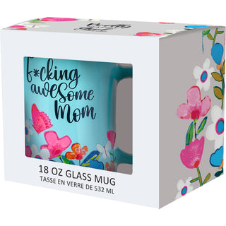 Awesome Mom 18 oz Glass Mug