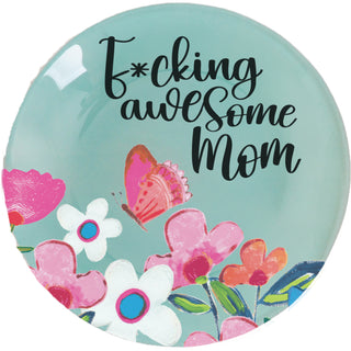 Awesome Mom 4" Glass Keepsake Dish