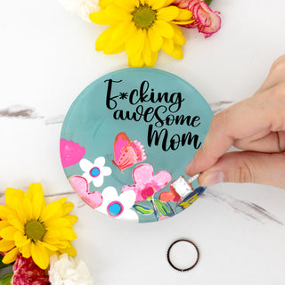 Awesome Mom 4" Glass Keepsake Dish