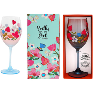 Wine & Sarcasm Gift Boxed 18 oz Wine Glass