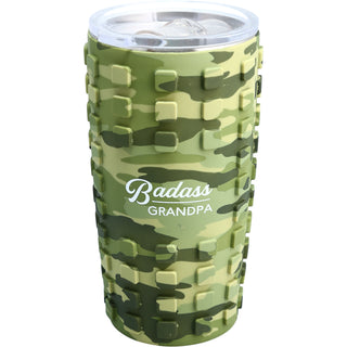 Badass Grandpa 20 oz Travel Tumbler with 3D Silicone Wrap