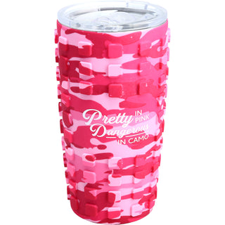 Pretty in Pink 20 oz Travel Tumbler with 3D Silicone Wrap