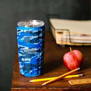 Badass Teacher 20 oz Travel Tumbler with 3D Silicone Wrap