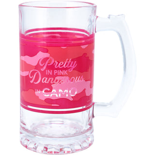 Pretty in Pink 16 oz Glass Stein